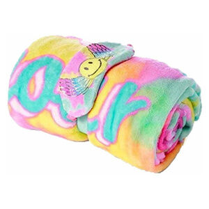 Justice Plush Smile Emoji Blanket & Eye Mask Set